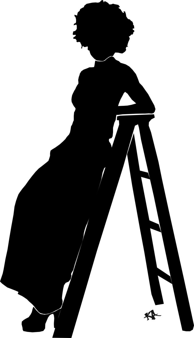 Woman on ladder